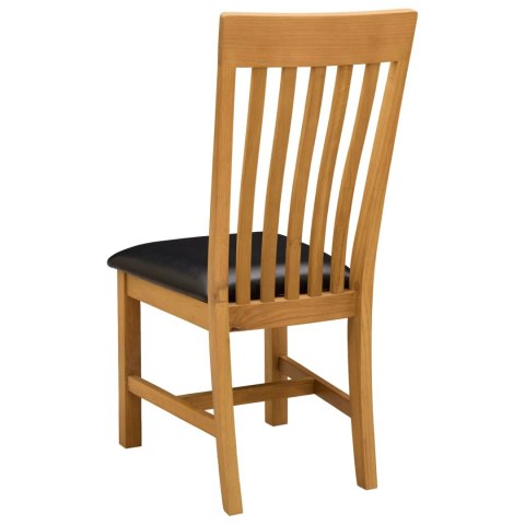 Krzesło jadalniane 2 pcs Dąb lite Czarny 45 x 59,5 x 100 cm