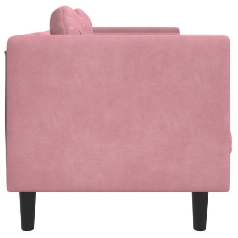Sofa 3-osobowa z poduszkami, różowa, aksamit
