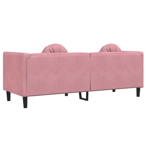 Sofa 3-osobowa z poduszkami, różowa, aksamit