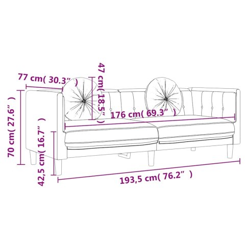 Sofa 3-osobowa z poduszkami, różowa, aksamit