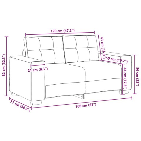 Sofa dwuosobowa Żółty 160 cm Aksamit