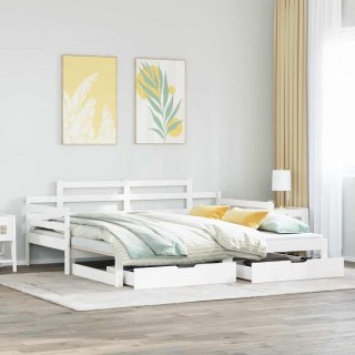 VidaXL Sofa rozsuwana z szufladami, bez materaca, białe, 90x200 cm