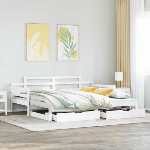 Sofa rozsuwana z szufladami, bez materaca, białe, 90x200 cm