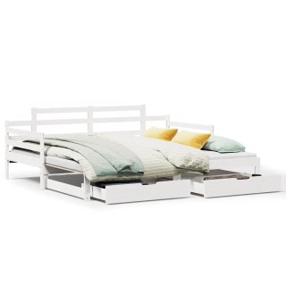 VidaXL Sofa rozsuwana z szufladami, bez materaca, białe, 90x200 cm