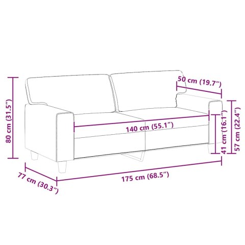 2-osobowa sofa, kremowy, 140 cm, sztuczna skóra