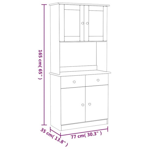 Kredens ALTA, 77x35x165 cm, lite drewno sosnowe