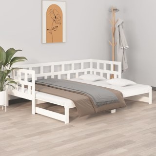 VidaXL Łóżko rozsuwane, białe, lite drewno sosnowe, 2x(80x200) cm