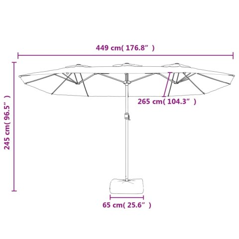 Podwójny parasol ogrodowy, zielony, 449x265 cm