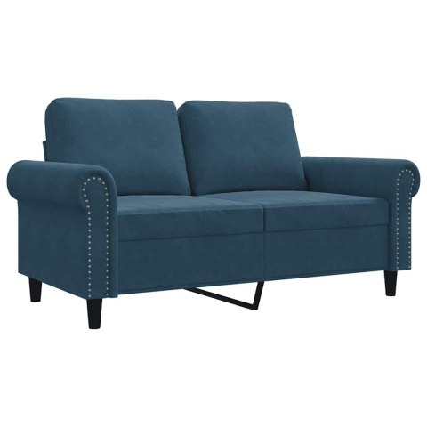 Sofa 2-osobowa, niebieski, 120 cm, tapicerowana aksamitem