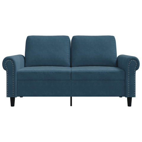 Sofa 2-osobowa, niebieski, 120 cm, tapicerowana aksamitem