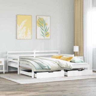 VidaXL Łóżko dzienne z szufladami, białe, 90x200 cm, drewno sosnowe