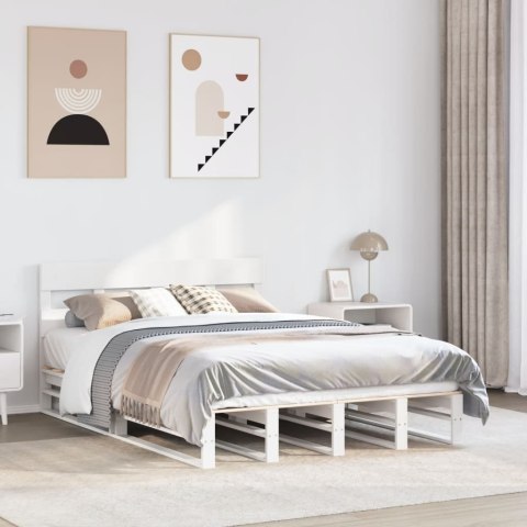 Rama łóżka bez materaca, biała, 140x200 cm, lite drewno sosnowe