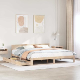 VidaXL Rama łóżka z szufladami, 200x200 cm, lite drewno sosnowe