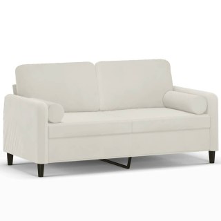 VidaXL 2-osobowa sofa z poduszkami, kremowa, 140 cm, aksamit