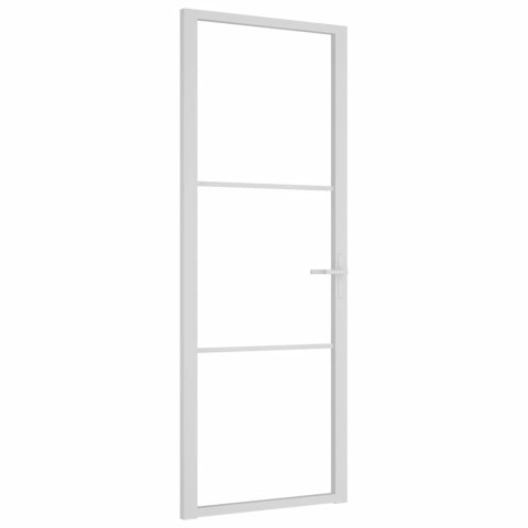 Drzwi wewnętrzne, 76x201,5 cm, białe, szkło ESG i aluminium