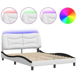 VidaXL Rama łóżka z LED bez materaca, Hvar, biało-czarna, 140x190 cm