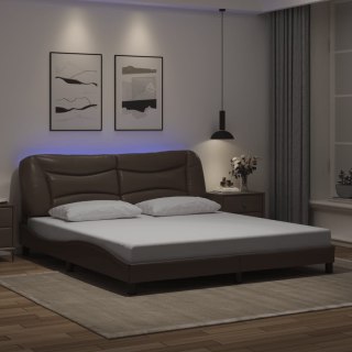 VidaXL Rama łóżka z LED bez materaca, Hvar, brązowa, 180x200 cm