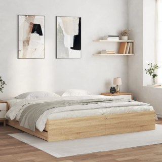 VidaXL Rama łóżka z szufladami, kolor dąb sonoma, 200x200 cm
