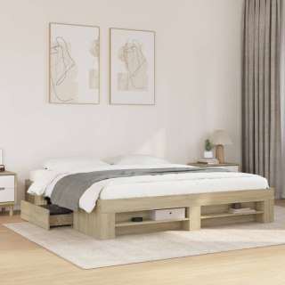 VidaXL Rama łóżka bez materaca Dąb Sonoma 200x200 cm Drewno klejone