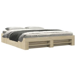 VidaXL Rama łóżka bez materaca Dąb Sonoma 200x200 cm Drewno klejone