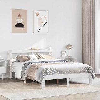 VidaXL Rama łóżka z wezgłowiem, biała, 150x200 cm, lite drewno sosnowe