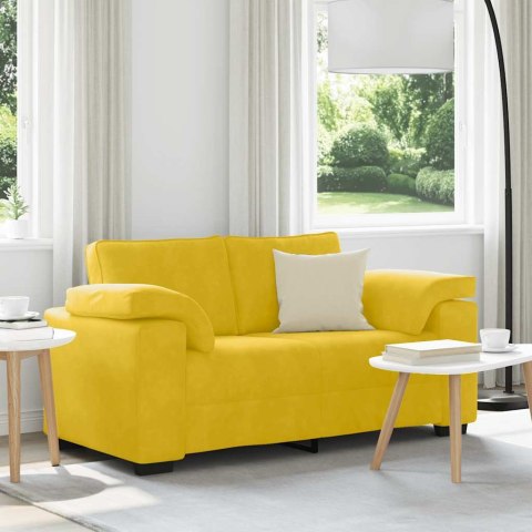 Sofa dwuosobowa, żółta, 160x77x82 cm, aksamit