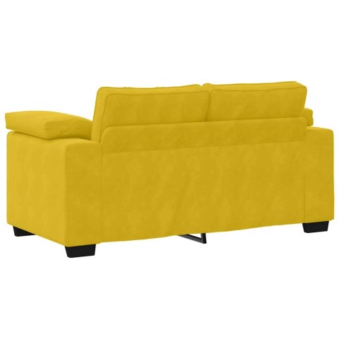 Sofa dwuosobowa, żółta, 160x77x82 cm, aksamit
