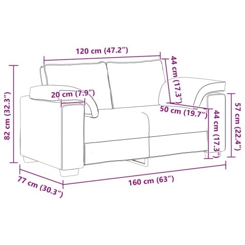 Sofa dwuosobowa, żółta, 160x77x82 cm, aksamit