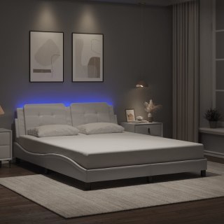 VidaXL Rama łóżka z LED bez materaca, Zadar, biała, 160x200 cm