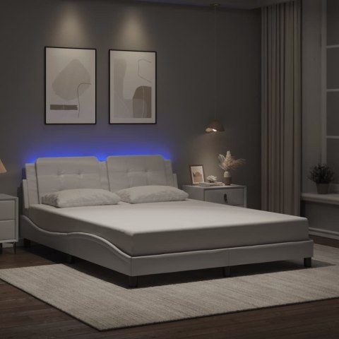 VidaXL Rama łóżka z LED bez materaca, Zadar, biała, 160x200 cm