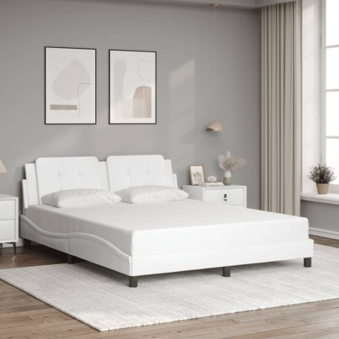 VidaXL Rama łóżka z LED bez materaca, Zadar, biała, 160x200 cm