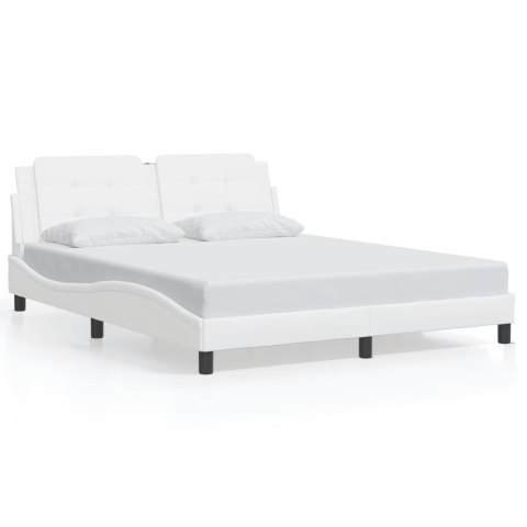VidaXL Rama łóżka z LED bez materaca, Zadar, biała, 160x200 cm