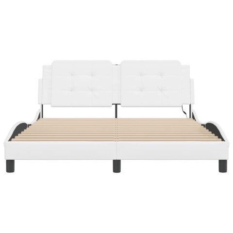 VidaXL Rama łóżka z LED bez materaca, Zadar, biała, 160x200 cm