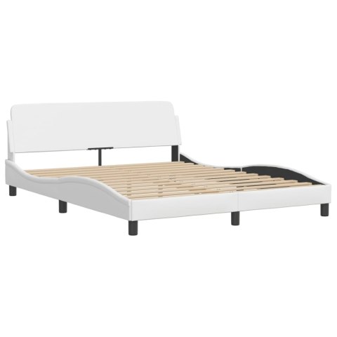 VidaXL Rama łóżka z LED bez materaca, Zadar, biała, 160x200 cm