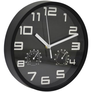 ZEGAR ŚCIENNY 25CM Z TERMOMETREM CZARNY