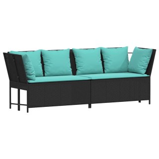 VidaXL Fotel ogrodowy z poduszkami, rattan PE, czarny