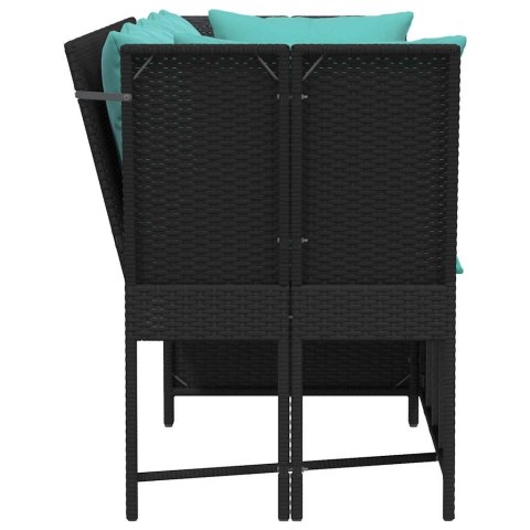 Fotel ogrodowy z poduszkami, rattan PE, czarny