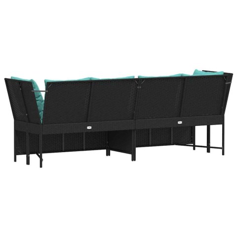 Fotel ogrodowy z poduszkami, rattan PE, czarny