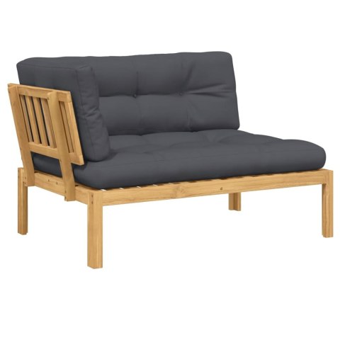 Ogrodowa sofa narożna z deseczek, z poduszkami, akacja