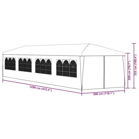 Namiot ogrodowy, 3 x 12 m, biały
