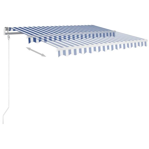 Ręcznie zwijana markiza z LED, 3x2,5 m, niebiesko-biała