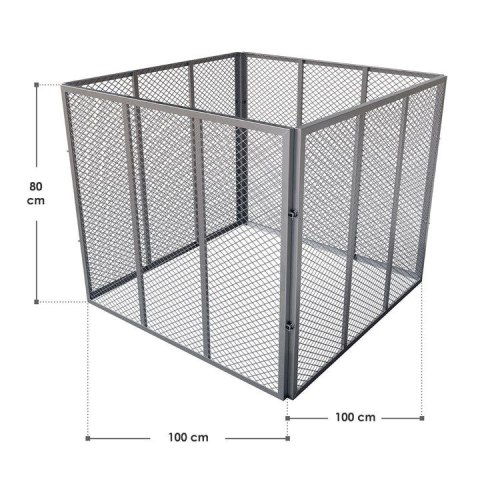 Kompostownik ogrodowy stalowy 800 l, ocynk, 100x100x80 cm