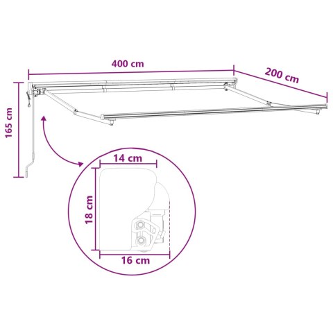Markiza wysuwana piaskowy 4 x 2 m Poliester i aluminium