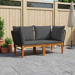2 pcs Solidne drewno akacjowe i lina naturalny