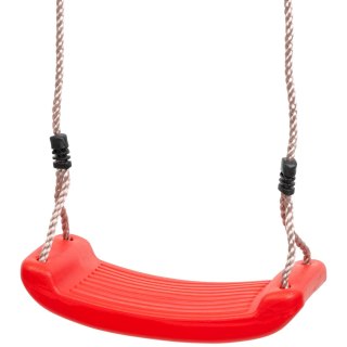 Huśtawka dziecięca, czerwona, plastikowa, do ogrodu, 43x17x8,5 cm, liny 2 m, nośność 70 kg