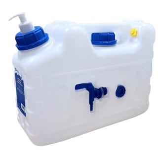 Kanister na wodę 3w1 z kranikiem i umywalką, transparentny HDPE, 10L