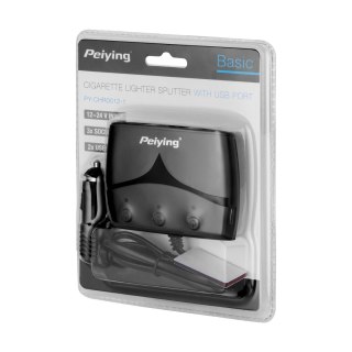Rozdzielacz gniazda zapalniczki x3 z gniazdem master i USB 3100 mA