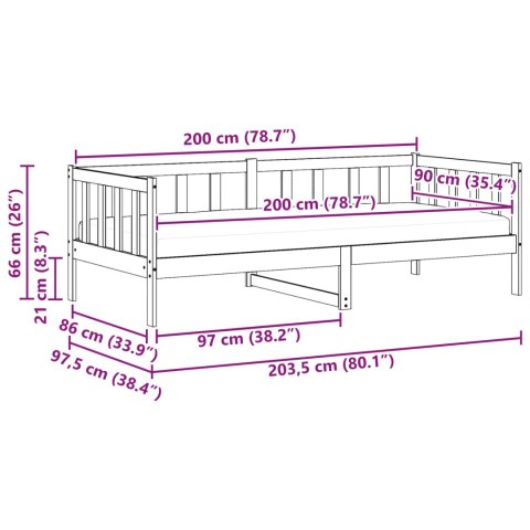 Łóżko dzienne z materacem Brązowy i biały wosk 90 x 200 cm