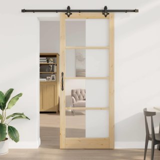VidaXL Drzwi przesuwne ORKDAL Naturalny i czarny 93 x 232 cm