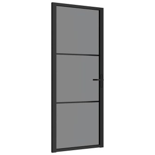 VidaXL Drzwi wewnętrzne, 83x201,5 cm, czarne, szkło ESG i aluminium